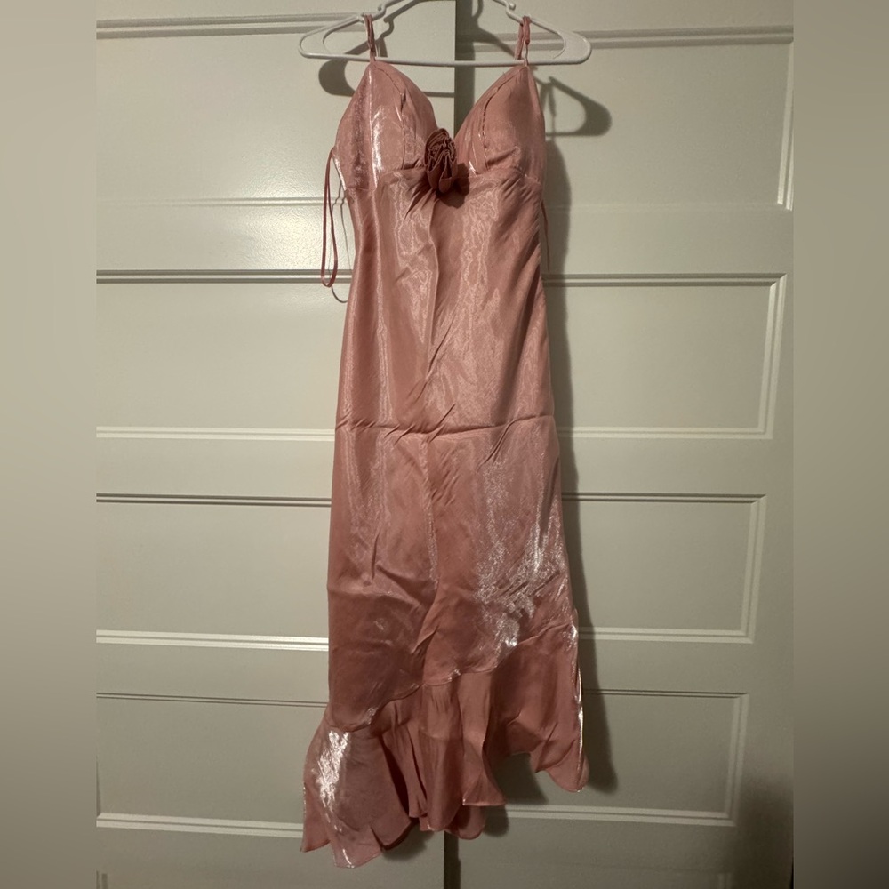 B Darlin Peach Satin Dress
